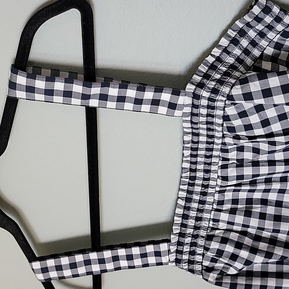 J.Crew NWT Pinup Rockabilly Preppy Retro square neck smocked gingham tank - Picture 3 of 8